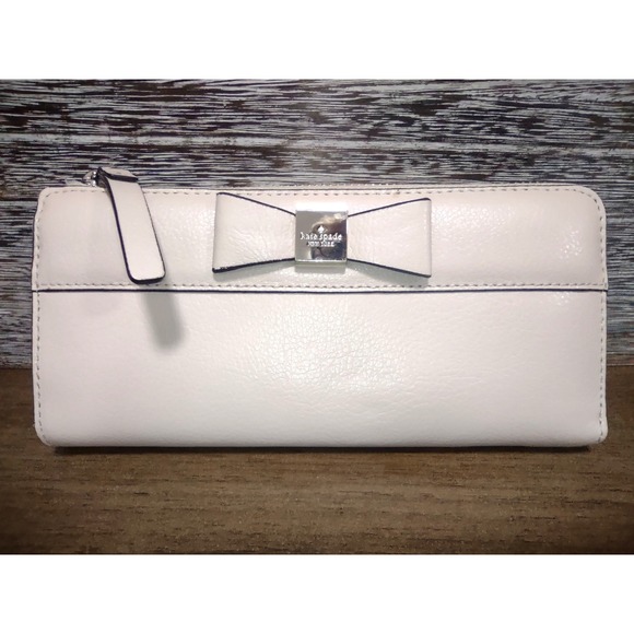 Kate Spade New York Nisha Warm Beige Leather Wallet Zip Around Clutch - Picture 1 of 10